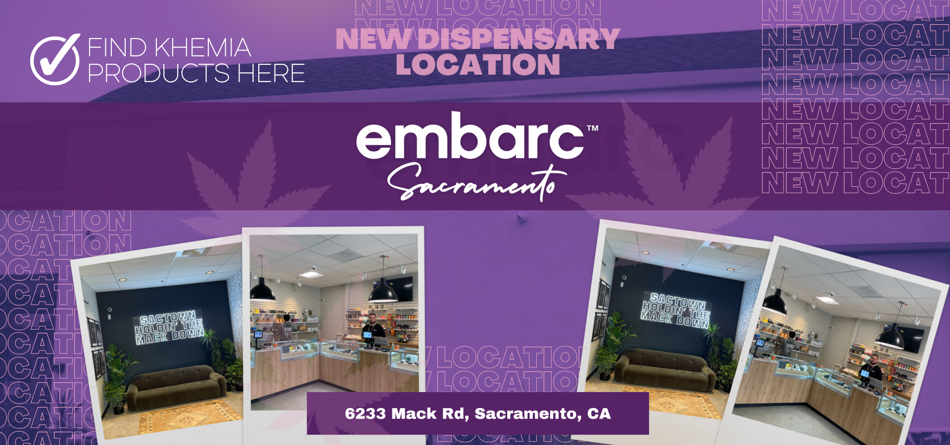 promo graphic for new dispensary location embarc sacramento